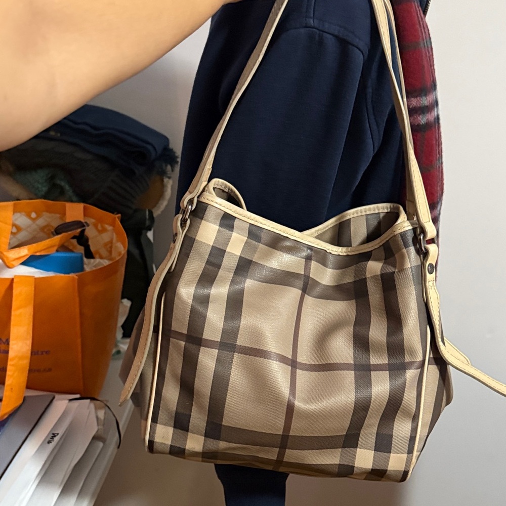 Authentic Burberry Plaid Beige and Brown Women's Bag